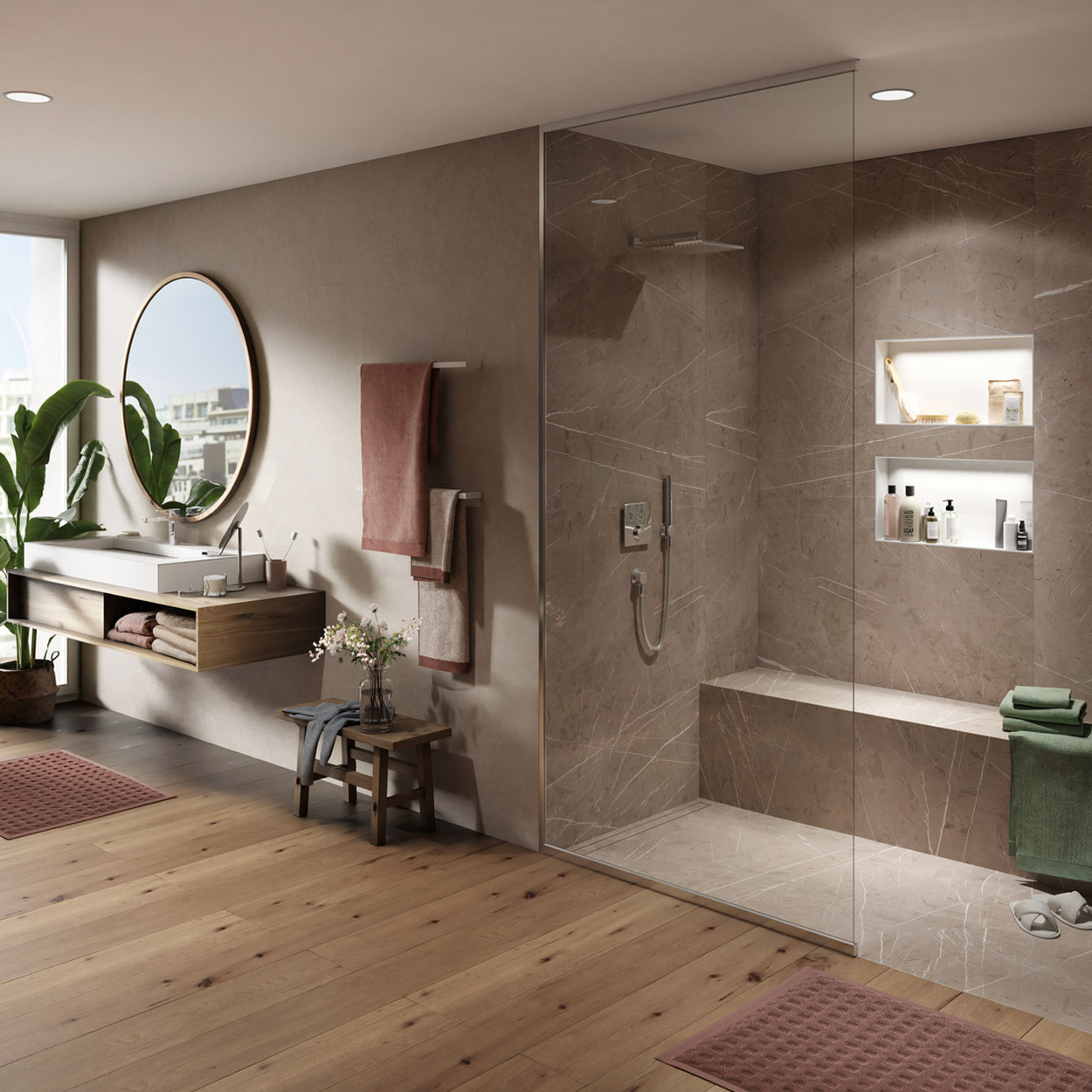 Wedi Top Wall Marble Grau-Beige